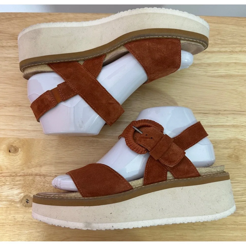Naot Womens Crepe Sandals US‎ 6 Suede Buckle Comfort Platform Spice Brown